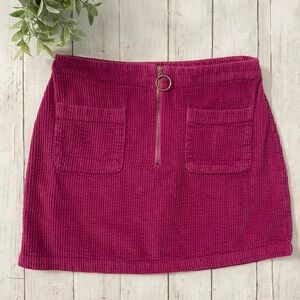 Wild Fable Fuchsia Corduroy Mini Skirt, super soft fabric, flat front zipper, M